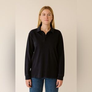 Frank & Oak The Long Sleeve Rugby Polo in Night‎ Sky Blue | Size XS